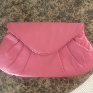 Lauren Merkin Pink Lambskin Foldover Clutch